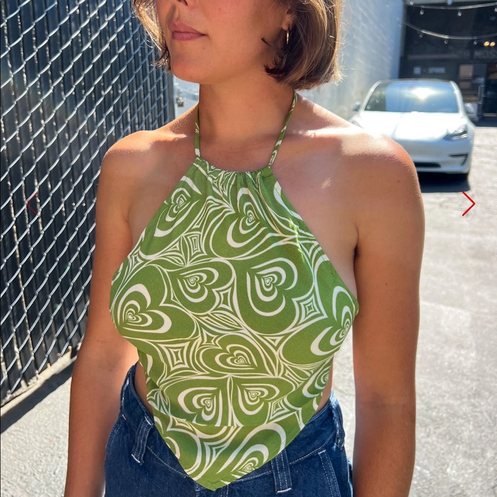 Lisa Says Gah Clea Tie Top - Wild Hearts Green
